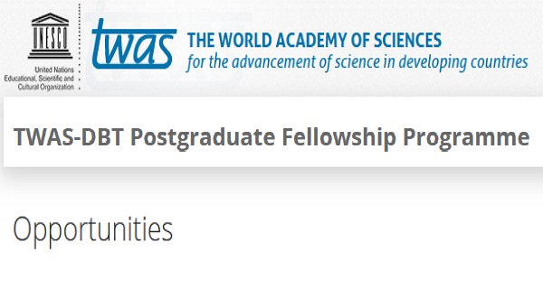 TWAS-DBT Postgraduate Fellowship Programme 2022/23 for Developing Countries