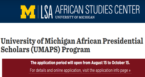 University of Michigan African Presidential Scholars Program 2022/23